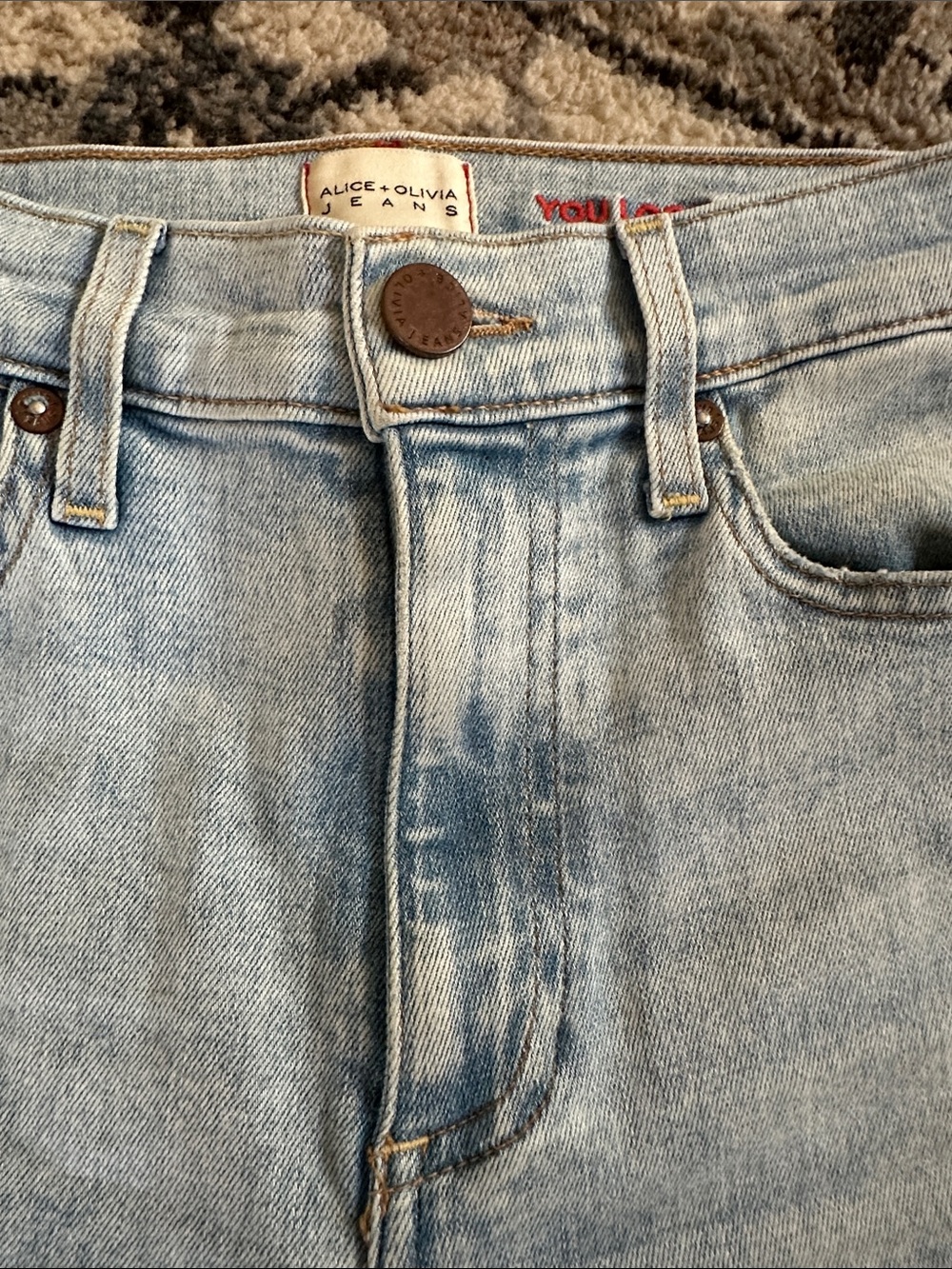 Alice + Olivia Light Blue Straight-Leg Jeans size 24 “You Look Stunning!” - Picture 3 of 6